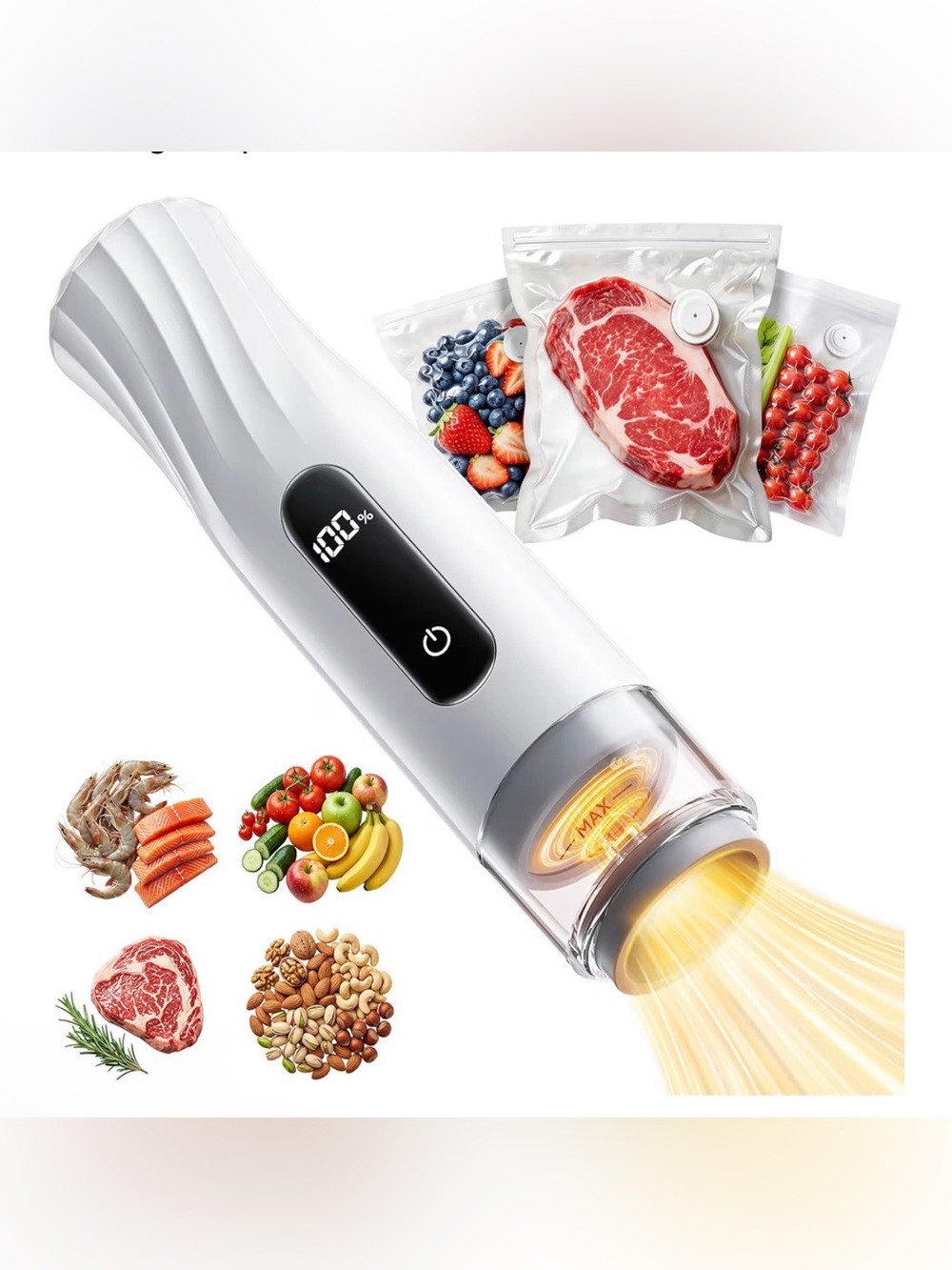 Portable handheld Vacuum Sealer Pump - White new